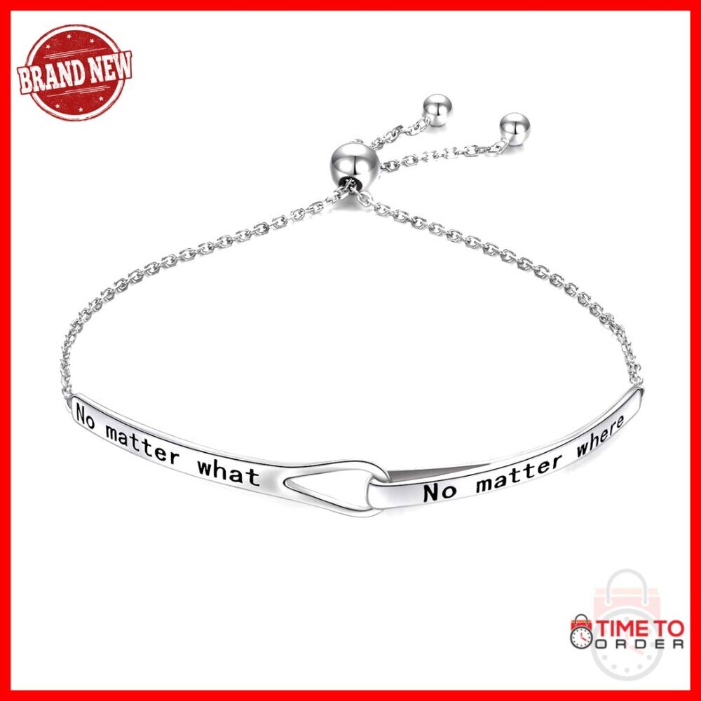 Sterling Silver Adjustable Infinity Bracelet Engraved Inspirational Graduation